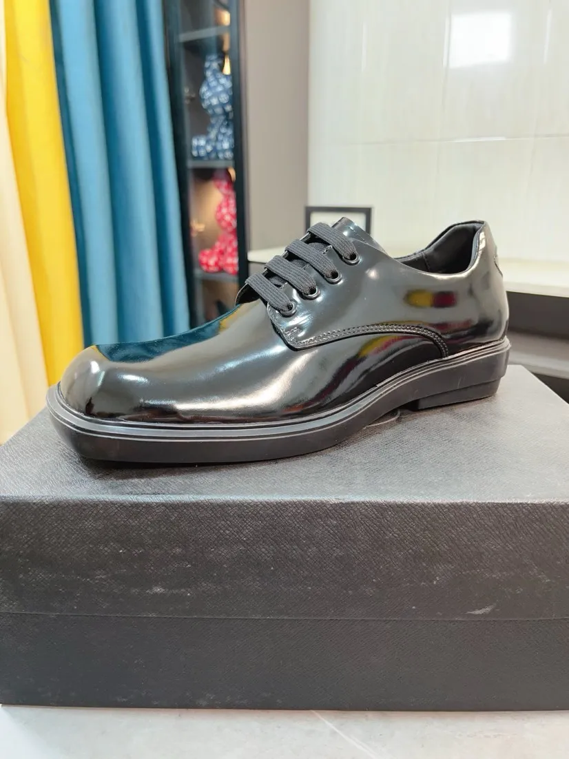 Men's shoes 💰540🌹🌹【PRADA Leather Shoes】Top purchasing agency Original imported Italian custom-made open-edge beaded cowhide leather surface, fully imported water-dyed breathable cowhide lining, original factory special molded sole super comfortable, size: 38-44